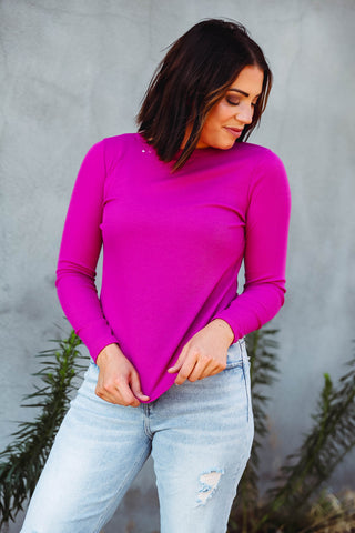 Kimberly Ribbed Top-Magenta