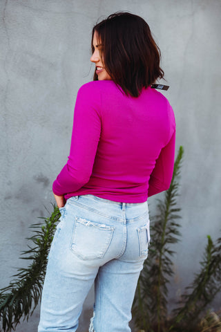 Kimberly Ribbed Top-Magenta