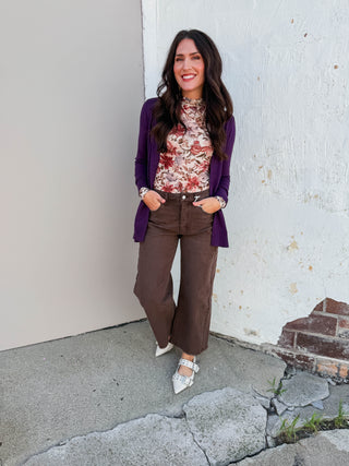 Leah Cardigan-Eggplant