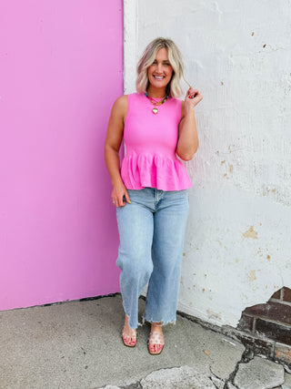 Sadie Knit Tank-Pink