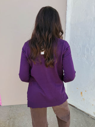 Leah Cardigan-Eggplant