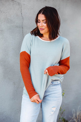 Amanda Waffle Knit Sweater-Mist