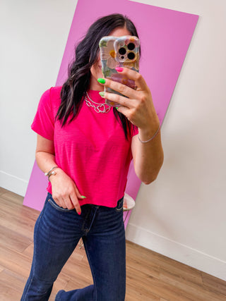 Lindsey Basic Tee-Hot Pink