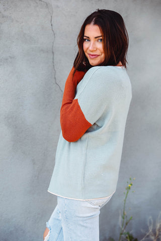 Amanda Waffle Knit Sweater-Mist