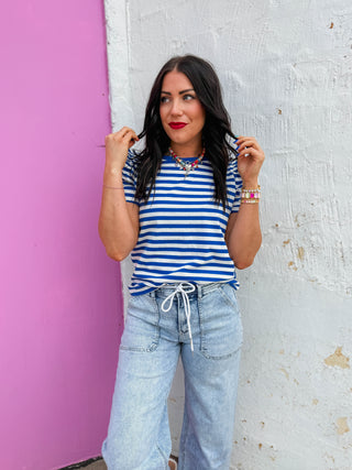 Jaci Striped Top-Royal Blue