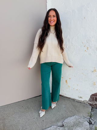 Rylin Wide Leg Pants-Green