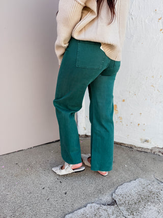 Rylin Wide Leg Pants-Green