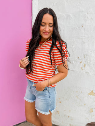 Jaci Striped Top-Orange