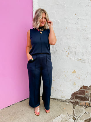 Simply Chic Trousers-Navy