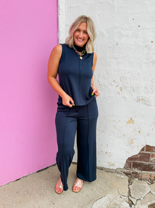 Simply Chic Trousers-Navy