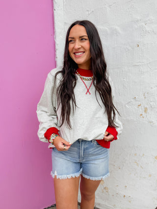 Andie Mock Neck Sweatshirt-Grey