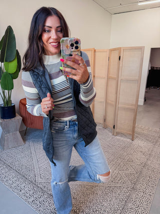 Britt Striped Sweater-Eggplant/Blue