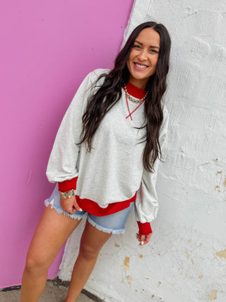 Andie Mock Neck Sweatshirt-Grey