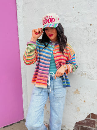 Over The Rainbow Cardigan-Sky/Purple
