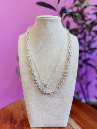 2 Layer Silver Multiway Tiffany Chain Necklace