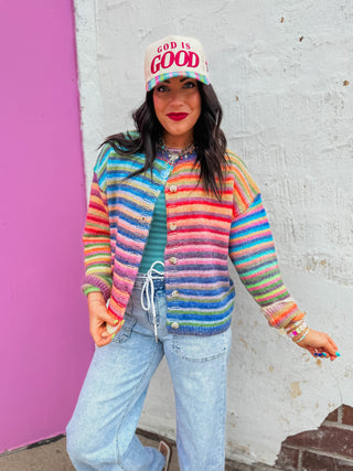 Over The Rainbow Cardigan-Sky/Purple