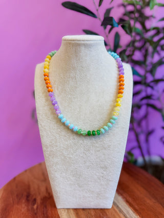 Natural Agate Pastel Candy Beaded Necklace