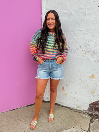 Over The Rainbow Cardigan-Sky/Purple