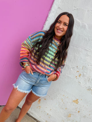 Over The Rainbow Cardigan-Sky/Purple