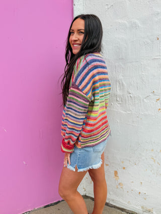 Over The Rainbow Cardigan-Sky/Purple