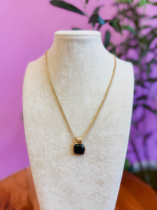Black Crystal Charm Necklace