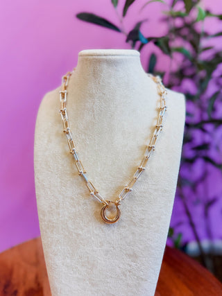 Gold & Silver Chunky Chain Pendant Necklace