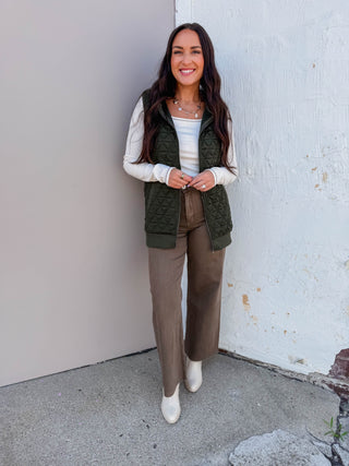 Cara Wide Leg Pants-Washed Brown