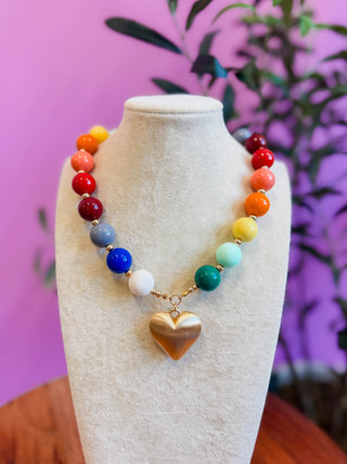 Multi Beaded Heart Necklace