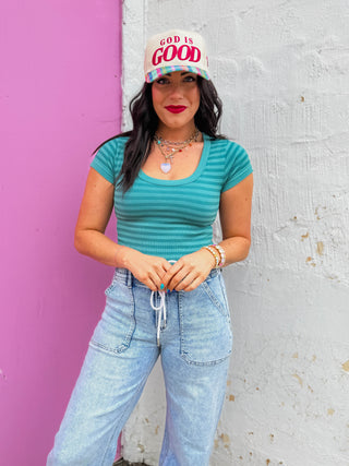 God Is Good Plaid Trucker Hat