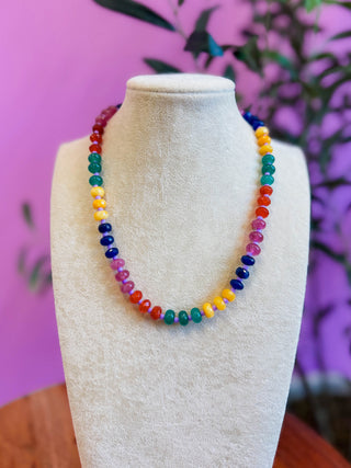 Natural Stone Beaded Necklace-Multi