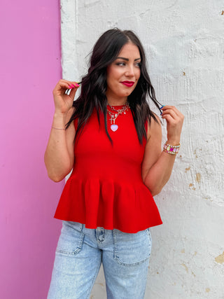 Sadie Knit Tank-Red