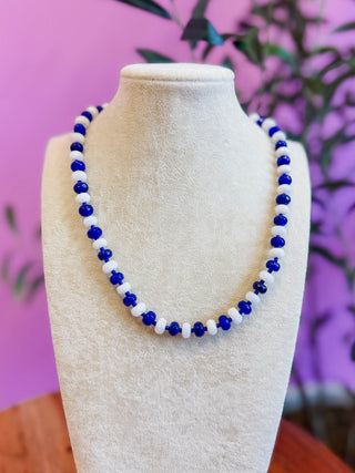 Blue & White Crystal Beaded Necklace