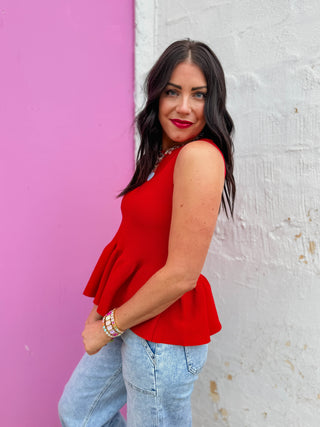 Sadie Knit Tank-Red