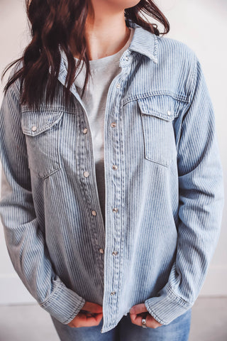 Pippin Jacket-Denim Stripe-Thread & Supply