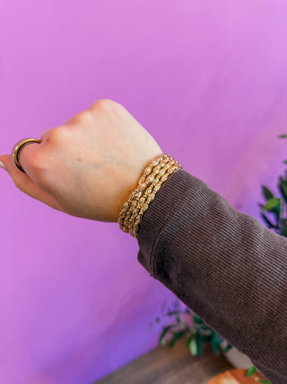 Textured Bracelet Set-Gold
