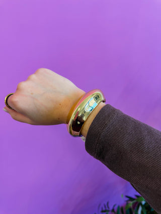 Large Gold And Silver Hinged Bangle