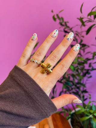 Chunky Cross Ring Gold