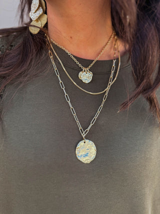 Hammered Coin Layered Necklace-Gold