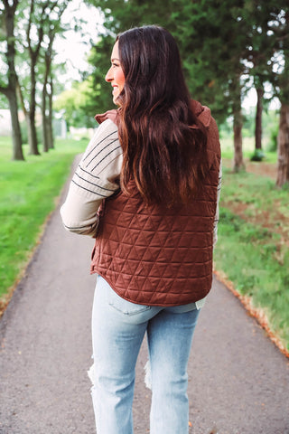 Nina Hooded Vest-Brown