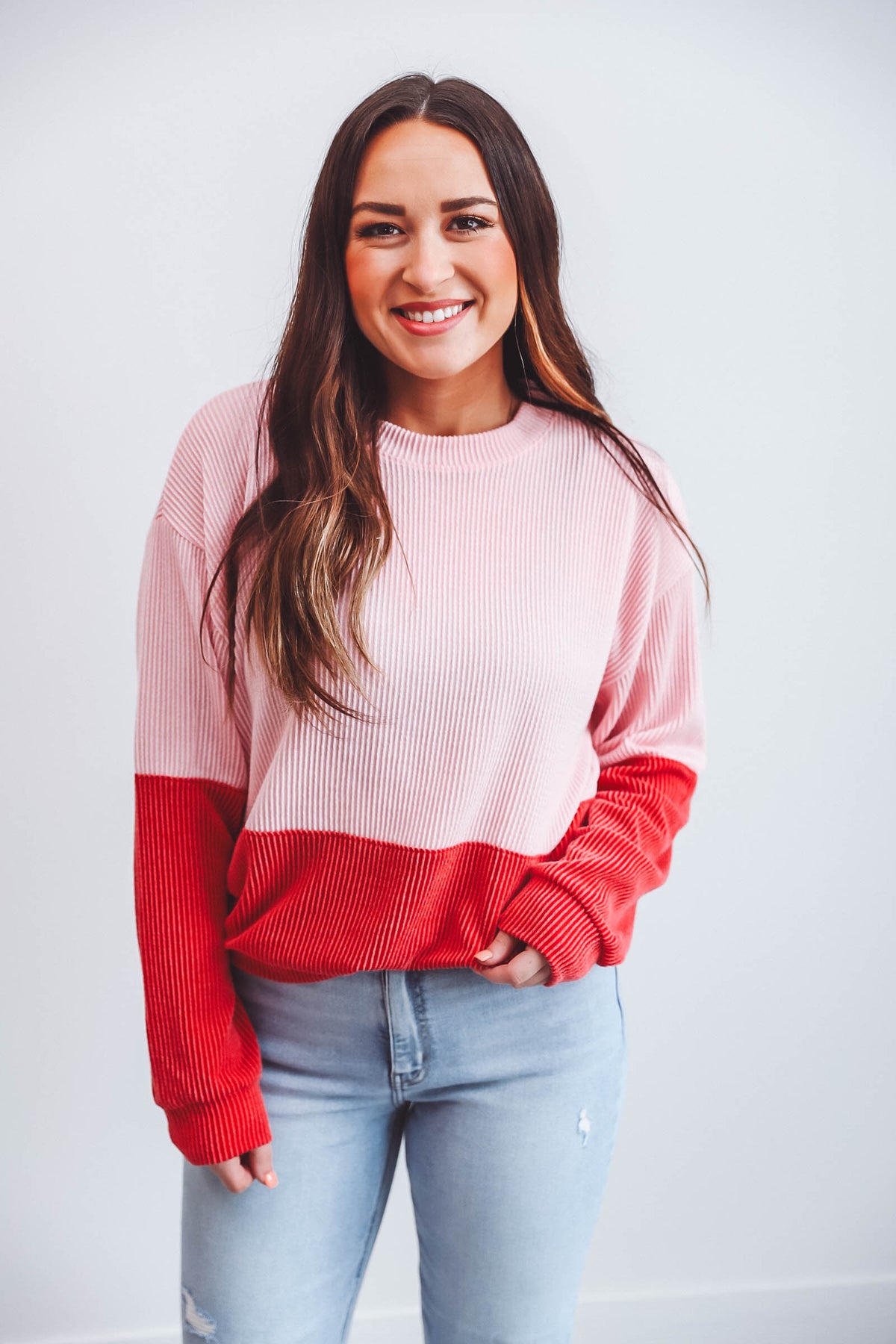 Tessa Corded Top-Pink/Red