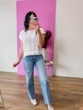 Danielle Crochet Top-Off White