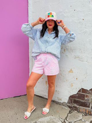 Margaret Button Down Top-Light Indigo