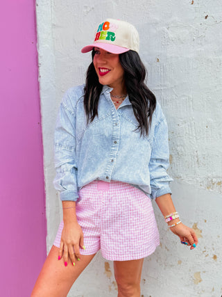 Margaret Button Down Top-Light Indigo