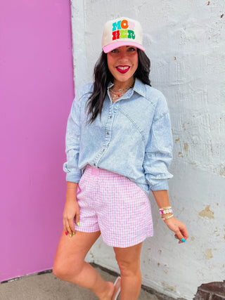 Margaret Button Down Top-Light Indigo
