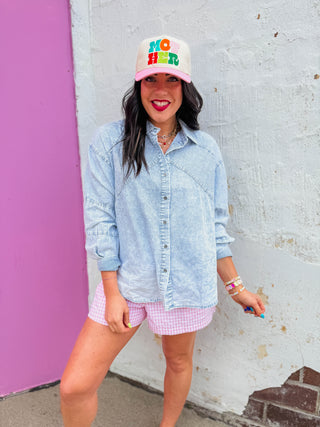 Margaret Button Down Top-Light Indigo