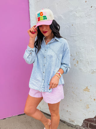 Margaret Button Down Top-Light Indigo