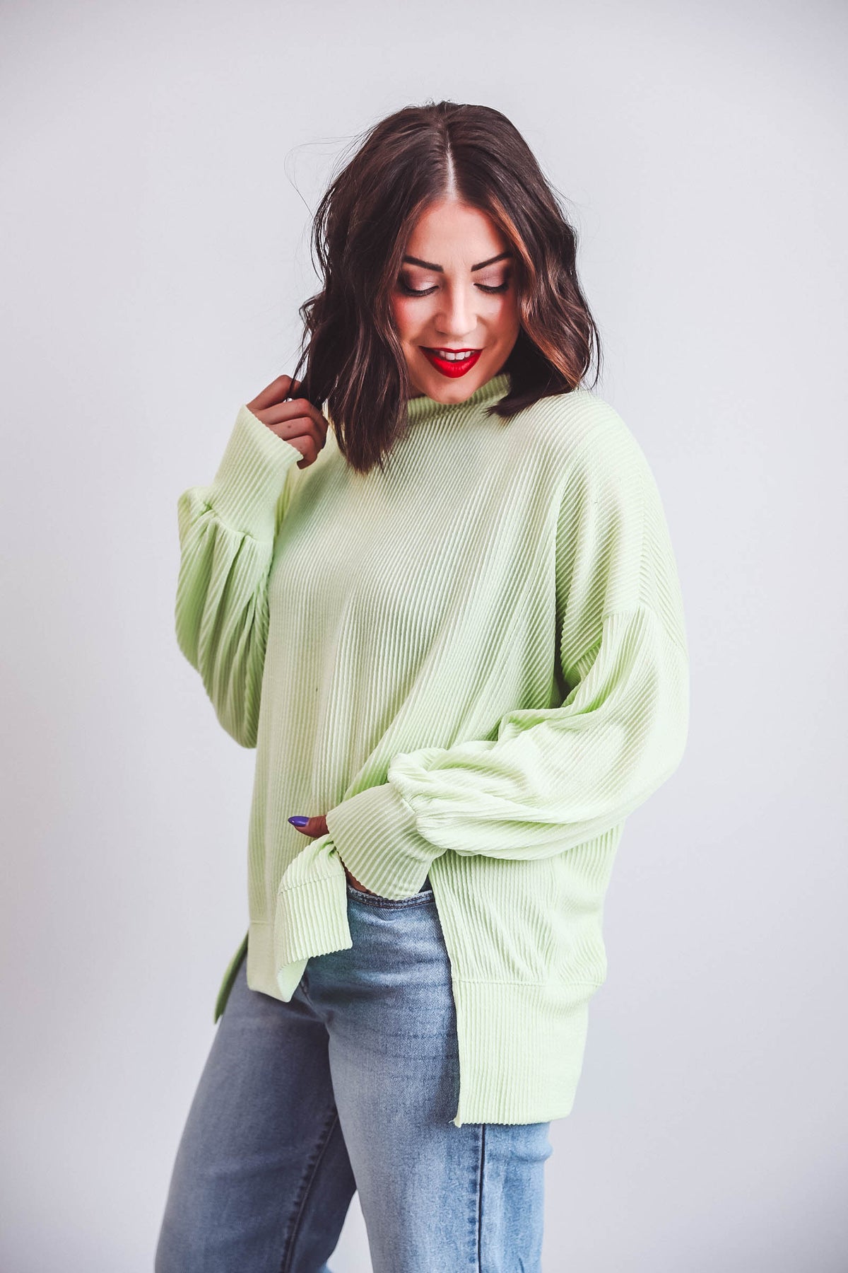 Halsey Corded Top-Lime