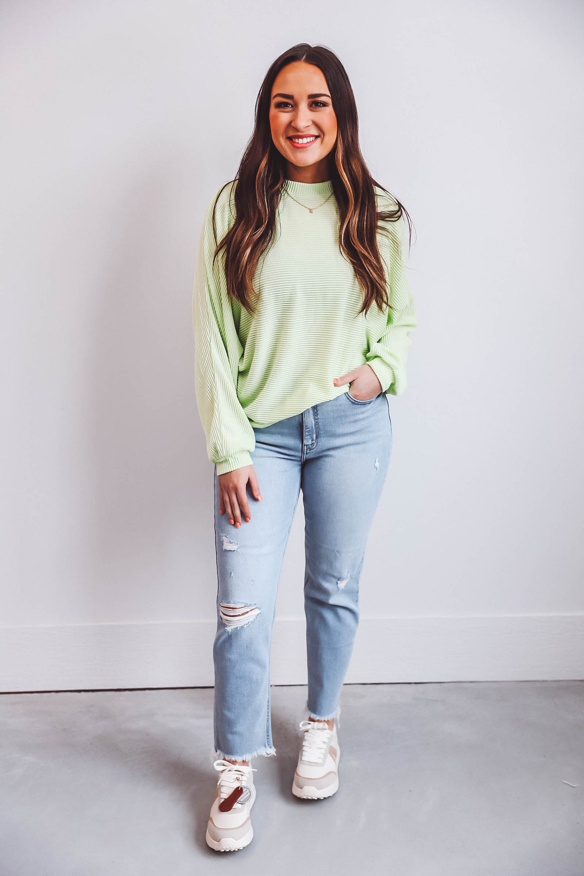 Brianna Corded Top-Lime