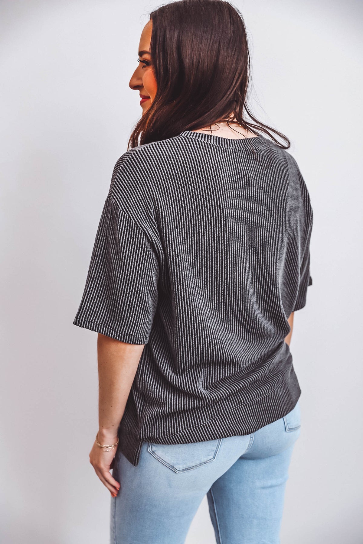 Sophie Corded Top-Charcoal