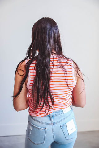 Grace Striped Knit Tank-Pink/Orange